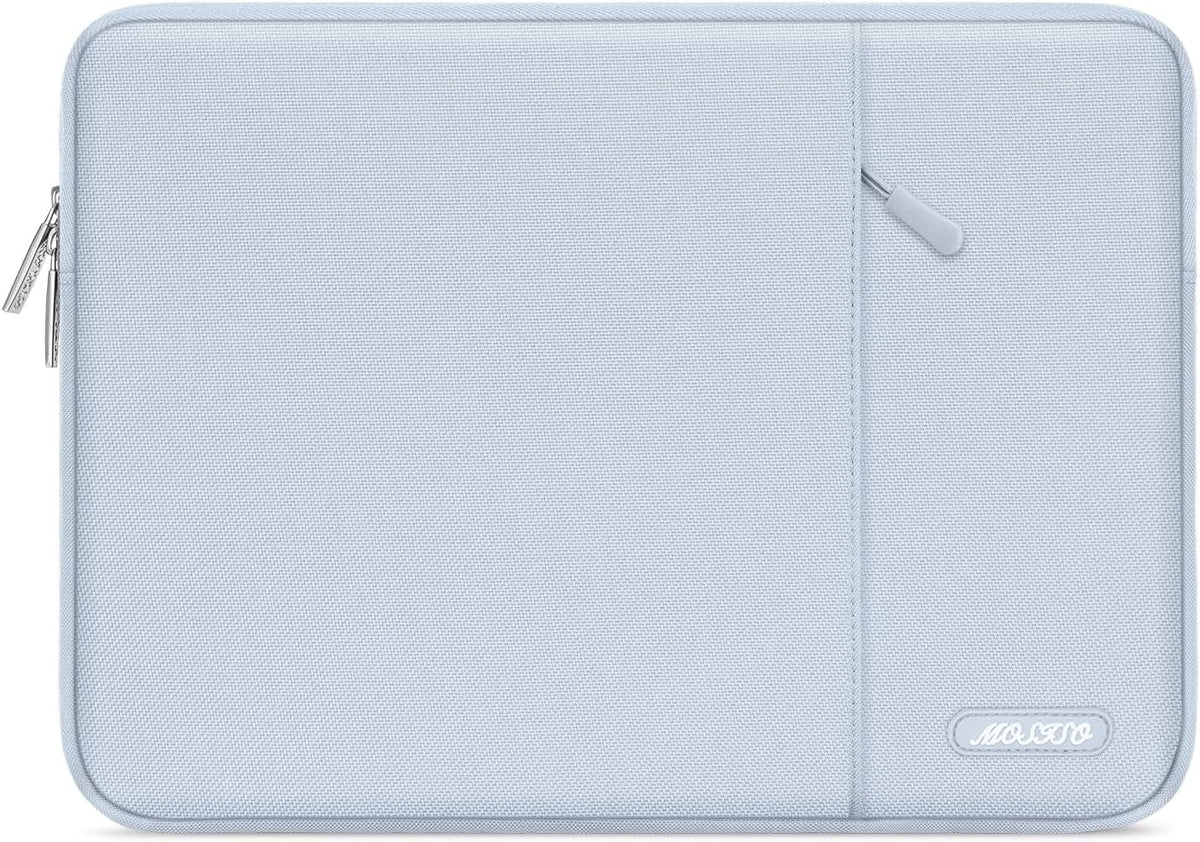 MOSISO Laptop Case 16 inch, 15-15.6 inch Laptop Sleeve Compatible with MacBook Pro 16 M4 M3 M2 M1, HP Acer Dell Lenovo ASUS Notebook, Polyester Vertical Computer Sleeve Bag with Pocket, Baby Blue
