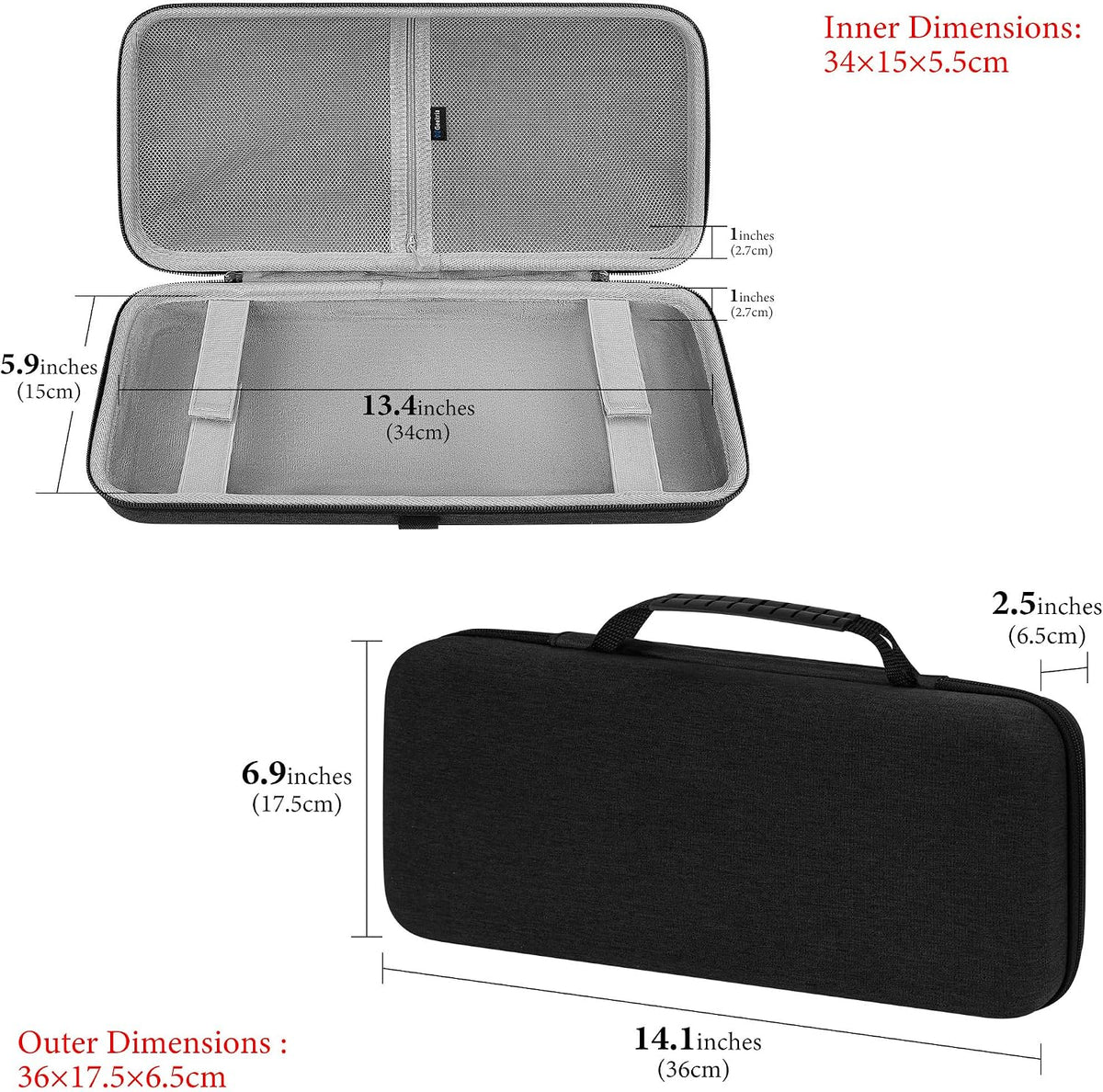 GEEKRIA 75% 84-Key K2 K2 F75 F75 75% Gaming Keyboard Case, Hard Shell Travel Carrying Bag, Compatible with Keychron /