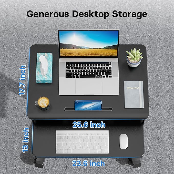 BONTEC Mobile Standing Desk with Keyboard Tray, Mobile Podium on Wheels