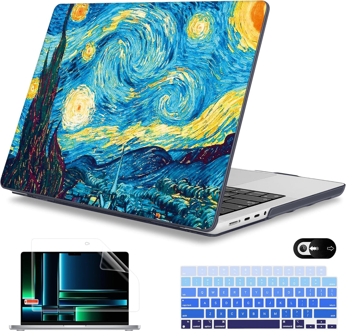 Mektron Case for MacBook Pro 16" M4 A3403 A3186 M3 A2991 M2 A2780 M1 A2485 (2021/2023/2024) Pro/Max with Touch ID, Hard Shell Plastic Laptop Cover Keyboard Cover Screen Protector, Abstract Starry Sky