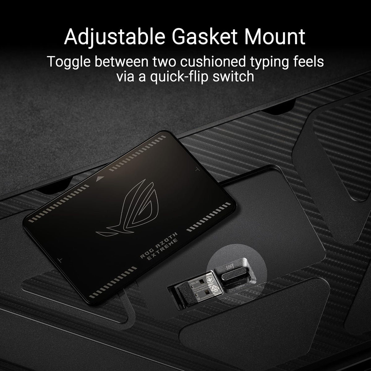 ROG Azoth Extreme 75 Custom Gaming Keyboard, Aluminum Chassis, Carbon Fiber Positioning Plate, Adjustable Gasket Mount, Three-Layer Dampening, Color OLED Touchscreen, ROG NX Snow Switches, PBT Keycaps