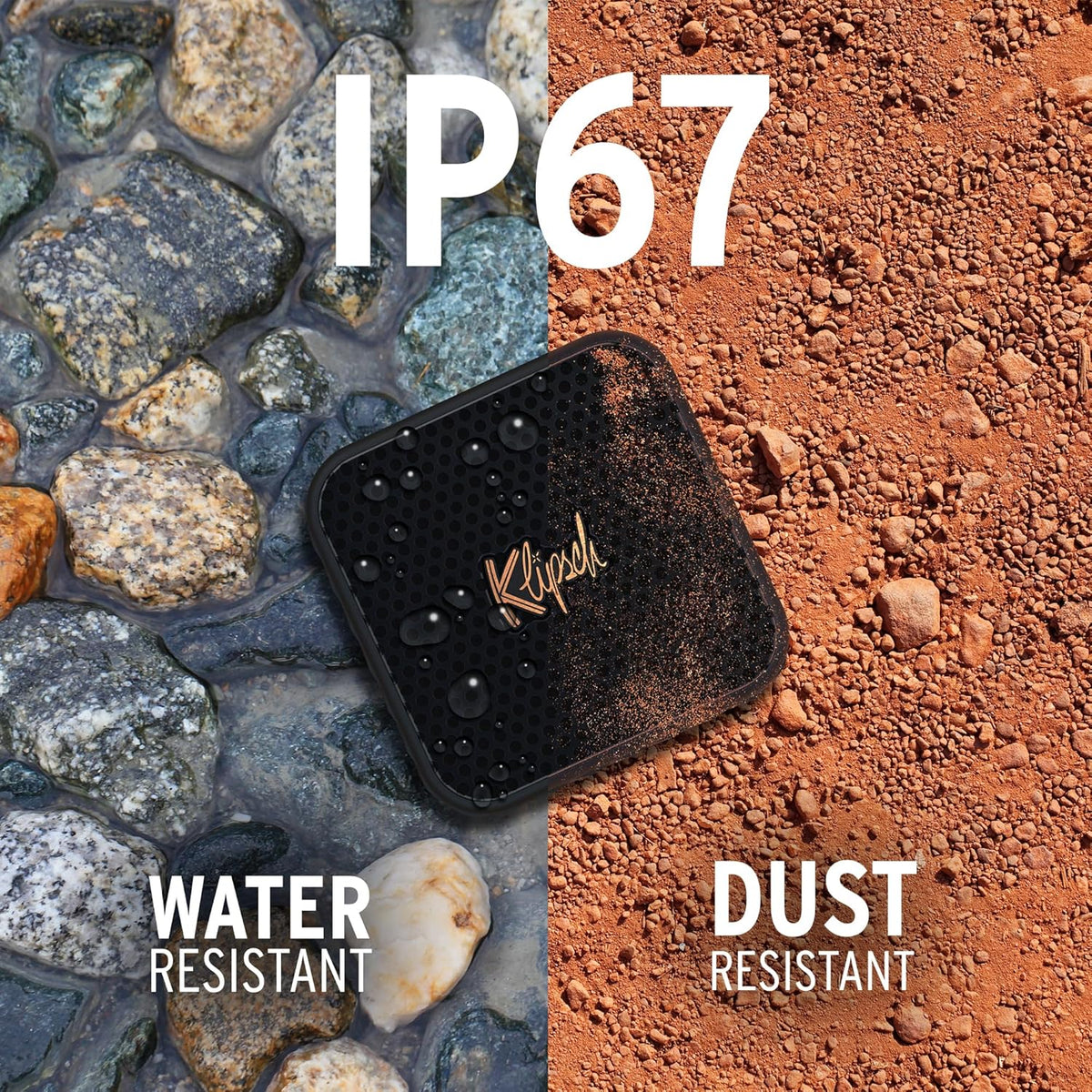 Klipsch The Austin Portable Bluetooth Speaker with a 1.5" Full Range Driver, IP67 dust and Waterproof Rating, 12 Hours of Playtime for a Premium Live Concert Experience