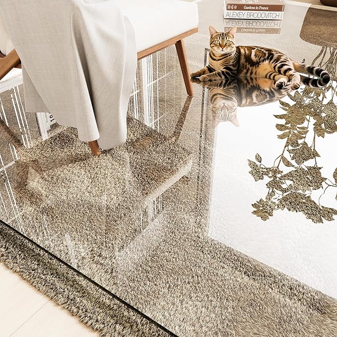 Tempered Glass Chair Mat 55x36 – Ultra-Clear Office Chair Mat for Hardwood Floors &amp Low-Pile Carpets – Heavy-Duty 0.2 Scratch-Resistant Surface with Non-Slip Pads – Supports 1000 lbs