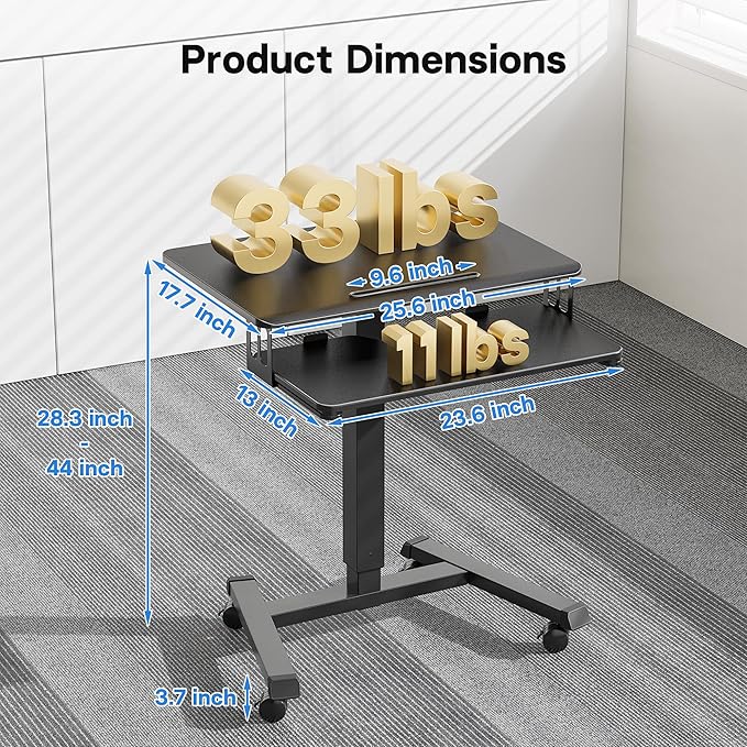 BONTEC Mobile Standing Desk with Keyboard Tray, Mobile Podium on Wheels
