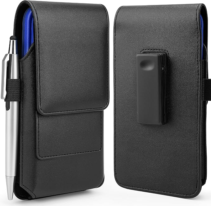Mopaclle Vertical Phone Holster with Rotating Belt Clip, Compatible with iPhone 17 Pro, iPhone 16 15 14 13 12 Pro, Galaxy S25 S24 S23 S22 – Cell Phone Belt Holder for Men Women, Fits with Case On