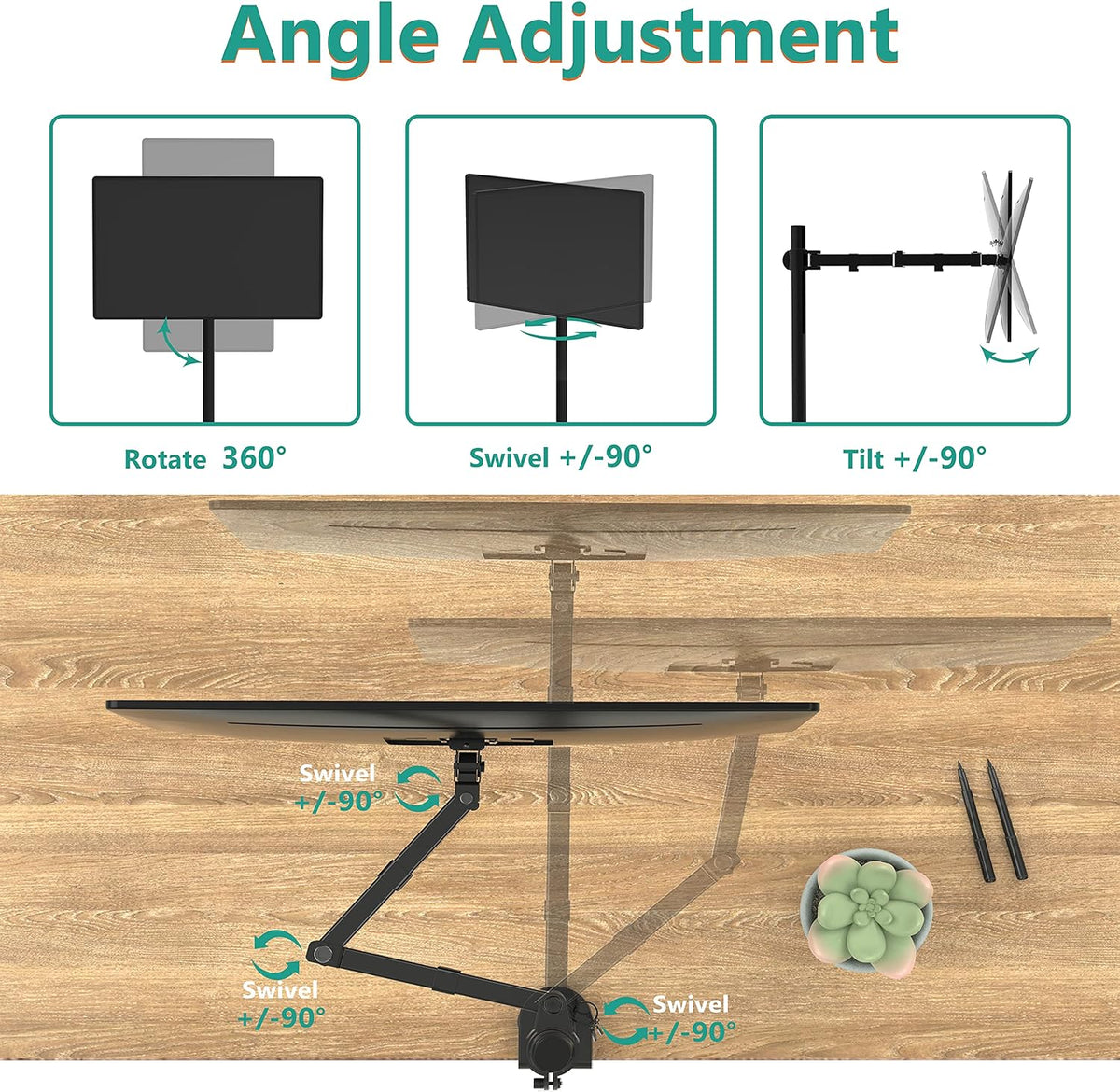 WALI Monitor Arm Mount for Desk, Single Extra Tall Computer Desk Mount, Monitor Bracket Mount Stand Single, up to 32 inch, 22 lbs (M001XL), Black