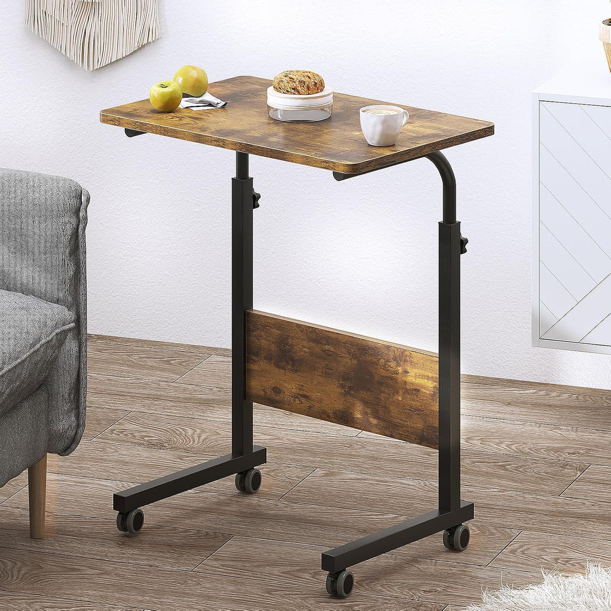23.6 Inches Sofa,DUS-05#1-60FG-FBA DlandHome Rolling Desk Mobile Standing Desk Mobile Side Table w/Wheels Adjustable