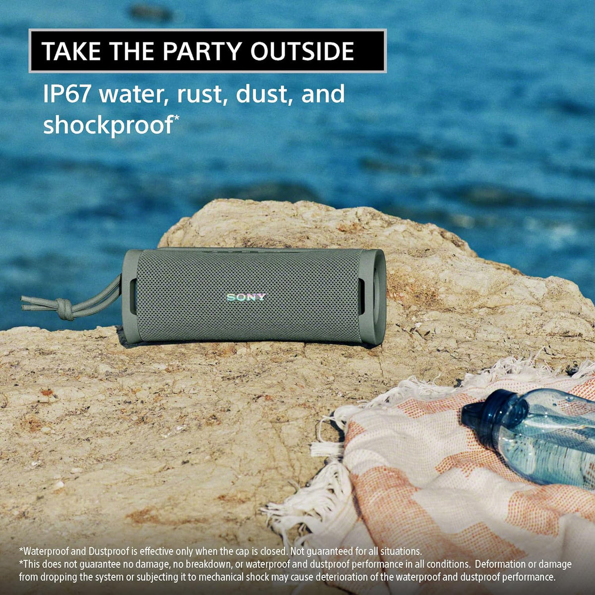 Sony ULT Field 1 Waterproof Portable Bluetooth Speaker, Enhanced Bass, 12h Battery, IP67 Rated Dustproof Shockproof Rustproof, Detachable Strap, SRSULT10D, Orange