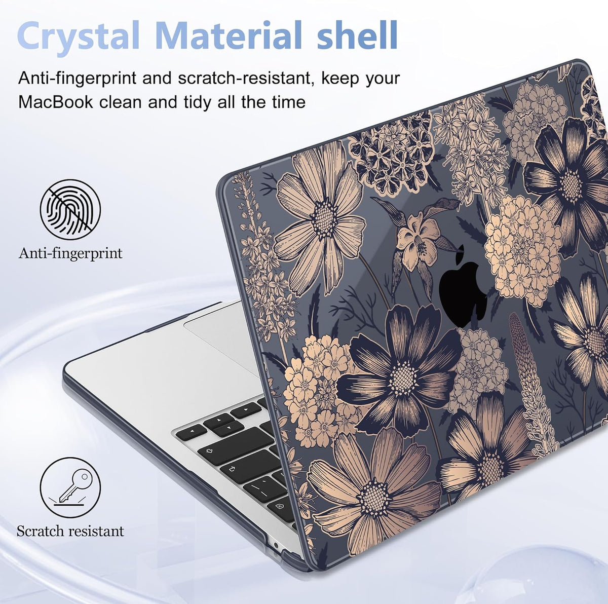 Case for MacBook Air 15 Inch 2025 2024 2023 Release M4 A3241 M3 A3114 M2 A2941, Hard Shell with Screen Protector & Keyboard Cover, Compatible with Touch ID - Spring Floral