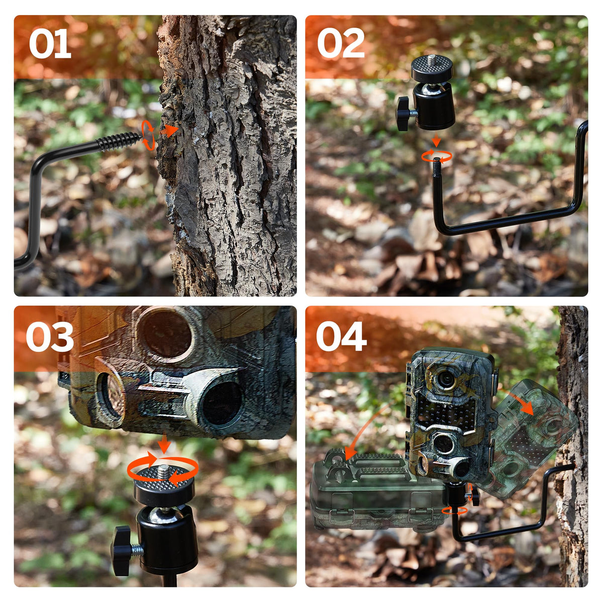 ALTIN Trail Camera Tree Mount, Holder, Bracket, 360 Rotatable, 5KG Capacity, Universal 1/4" Thread, Pack of 4