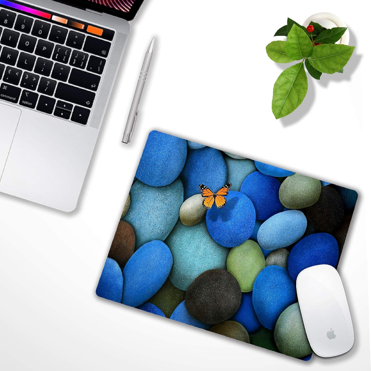 Pebbles and Butterfly Mouse pad Personalized Computer Mouse Pads Office Decoration Accessories Gift Non-Slip Rubber Mousepad for Laptop