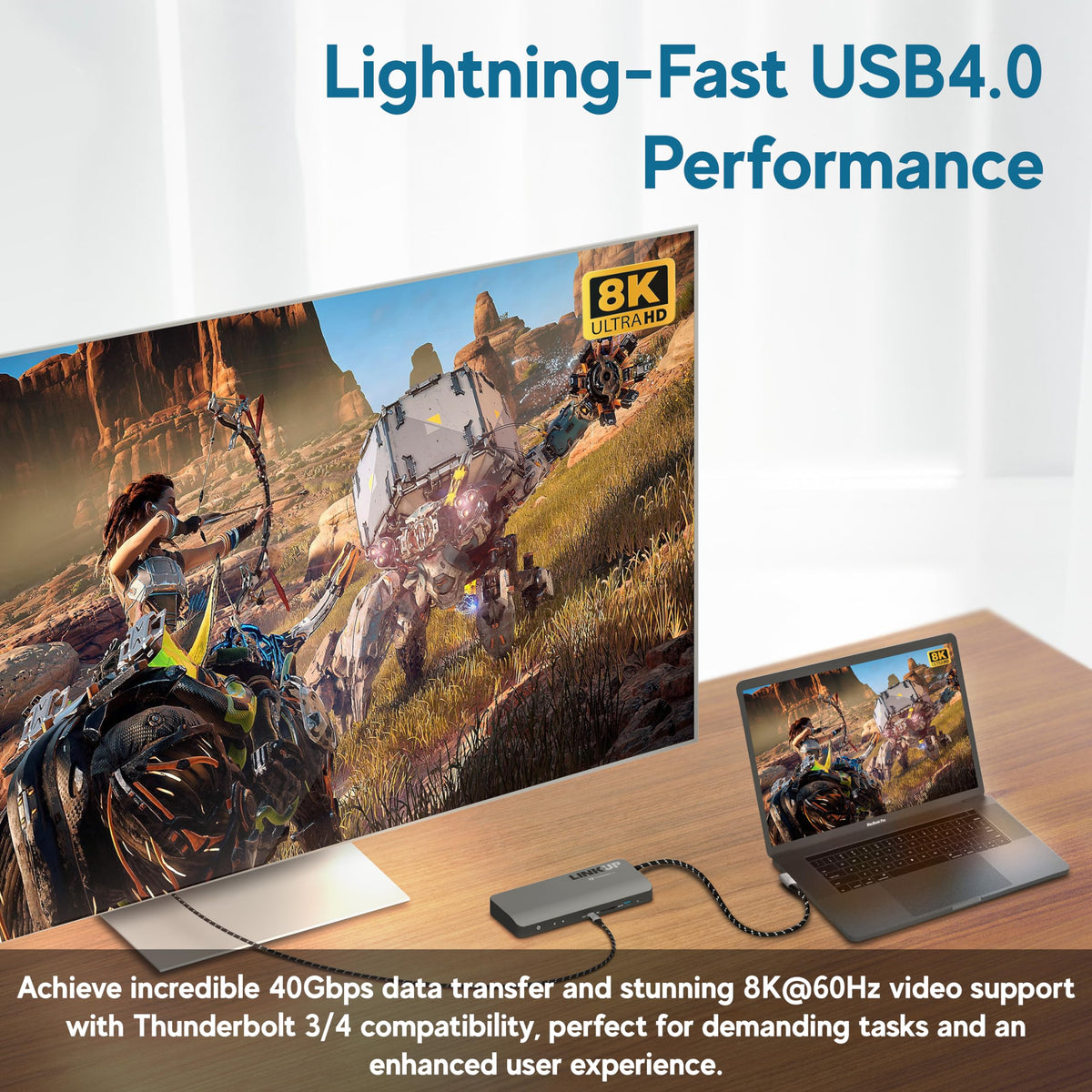 LINKUP USB 4.0 USB C to USB C Cable | Thunderbolt 4/3 Compatible | Type C Charger for MacBook and iPhone | 240W Fast Charging | 40Gbps Data Transfer | 8K@60Hz Display Cord | Use with all USB C devices