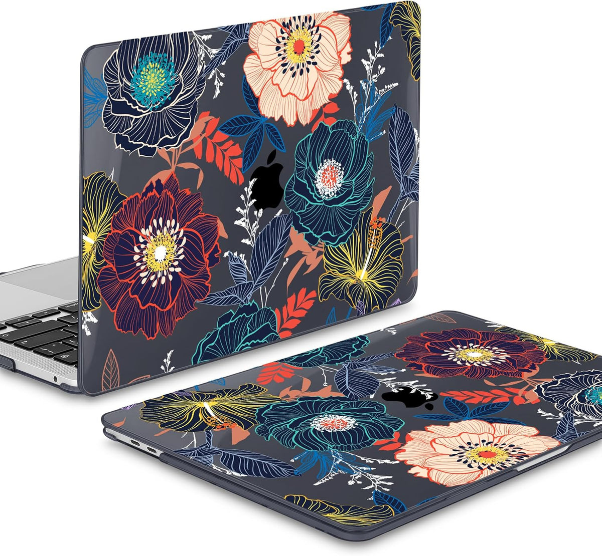 Mektron for MacBook Air 13 Case A1466/A1369 (2010-2017 Release), Snap-on Plastic Hard Shell Cover for MacBook Air 13.3 inch with Keyboard Cover, Dahlia Flowers