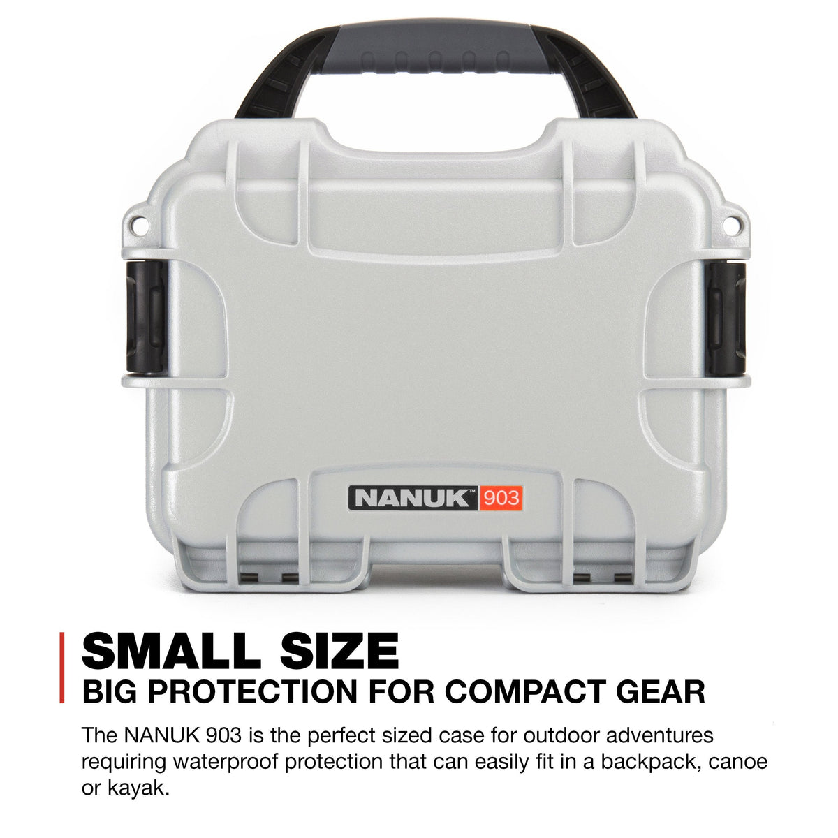 NANUK 903 Small Waterproof Hard Case with Foam Insert 9.1" x 6.8" x 3.8"- Silver